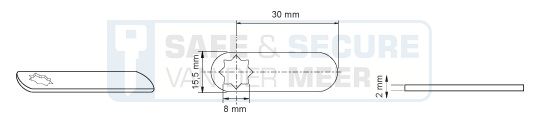 Eurolocks losse sluitlip Ster-aansluiting 2 mm. dik, type 6210030 recht, lengte 30 mm. 