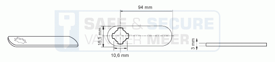 Eurolocks losse sluitlip Kruis-aansluiting 3 mm. dik, type 7310094 recht, lengte 94 mm. 