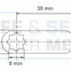 Eurolocks losse sluitlip Ster-aansluiting 2 mm. dik, type 6231236 schuin verloop 4,8 mm. lengte 36 mm. 