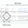 Eurolocks losse sluitlip Kruis-aansluiting 3 mm. dik, type 7330440 schuin verloop 1,6 mm. lengte 40 mm. 