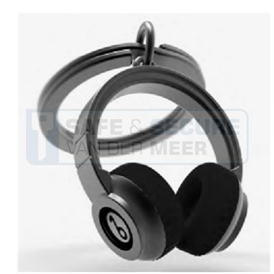 Metalmorphose sleutelhanger hoofdtelefoon in zwart 