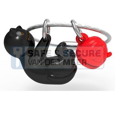 Metalmorphose sleutelhanger kat in zwart 
