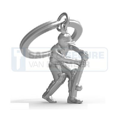 Metalmorphose sleutelhanger cricketer in zilverkleur 