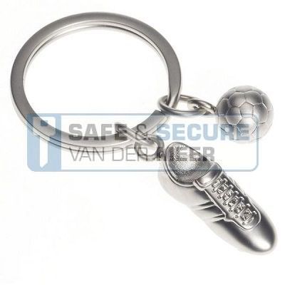 Metalmorphose sleutelhanger voetbalschoen in zilverkleur 