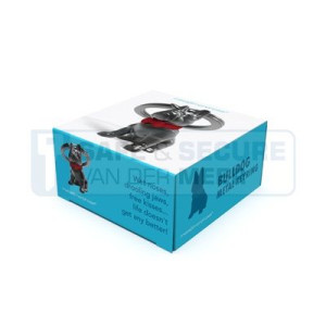 Metalmorphose sleutelhanger bulldog in zilverkleur met rood strikje 