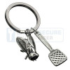 Metalmorphose sleutelhanger vliegenmepper met vlieg in zilverkleur, UITLOPEND ARTIKEL! 