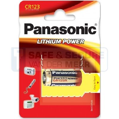 Panasonic batterij CR123A, 3V Lithium per stuk verpakt 